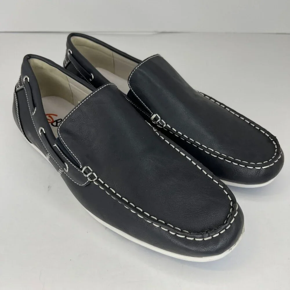 Gbx Mens 134893 Ludlam Black Fabric Moc Toe Slip On Size 13M Loafers